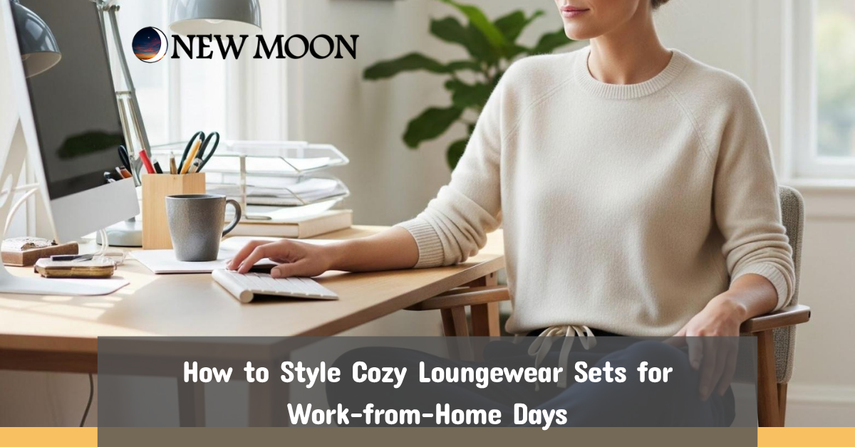 Discover how to style cozy loungewear for work-from-home days. Stay comfy yet polished with New Moon Boutique’s chic loungewear styling tips.
